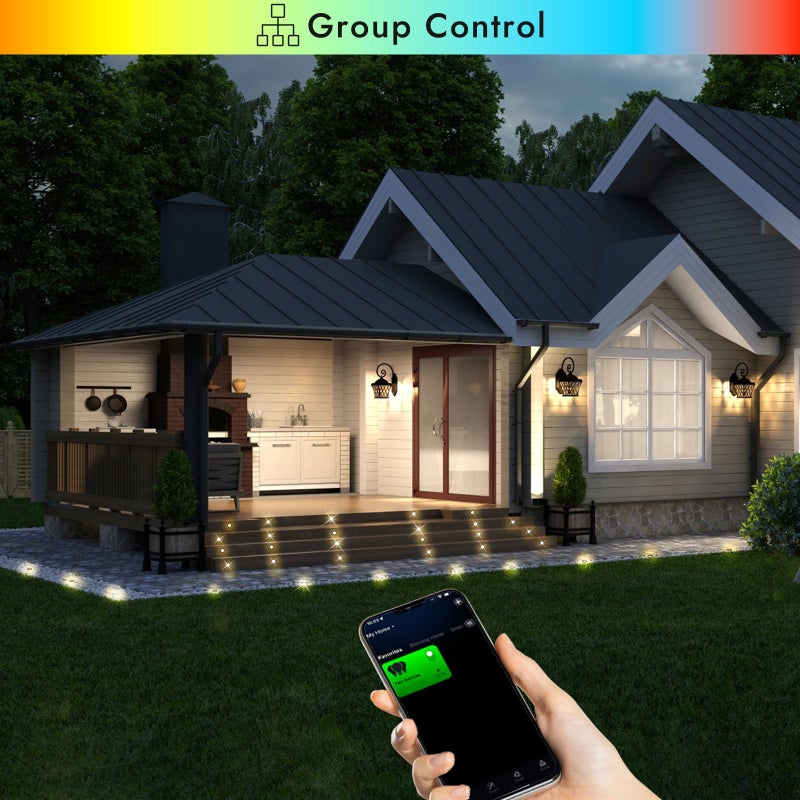FVTLED WiFi Deck Lights, WiFi Controlled 20pcs Low Voltage LED Deck Lights Kit Î¦1.38 Outdoor Recessed Step Stair Warm White LED Lighting Compatible with Alexa Google Home, Black - Image 3